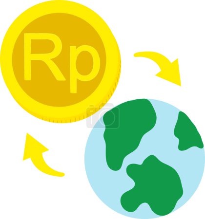 Téléchargez les illustrations : Pièce en euros avec un signe de globe, illustration vectorielle - en licence libre de droit