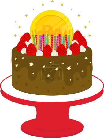 Téléchargez les illustrations : Gâteau d'anniversaire et bougie - en licence libre de droit