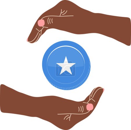 Téléchargez les illustrations : Somalie Drapeau dessiné à la main, Shilling somalien dessiné à la main - en licence libre de droit