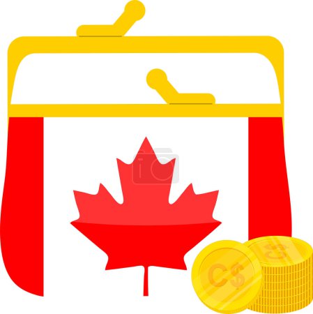 Illustration for Canadian coin with a canadian flag - Royalty Free Image