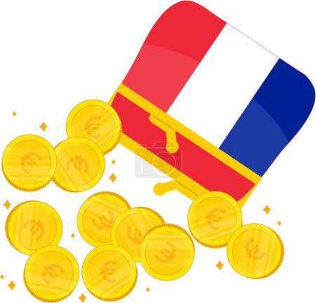 Ilustración de Monedas francesas y bandera - Imagen libre de derechos
