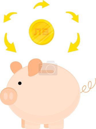 Illustration for Piggy bank with coins - Royalty Free Image
