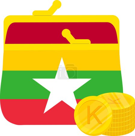 Illustration for Myanmar Flag hand drawn,myanma kyat hand drawn - Royalty Free Image