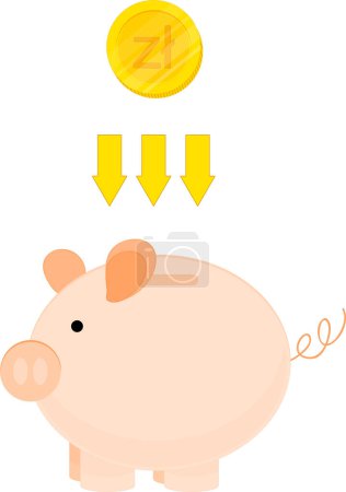Ilustración de Banco con icono de cerdo - Imagen libre de derechos