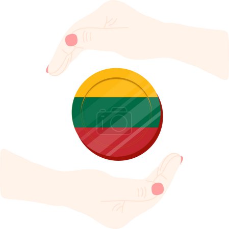Téléchargez les illustrations : Main avec drapeau de lithuania, isolé sur blanc, illustration en 3 jours - en licence libre de droit