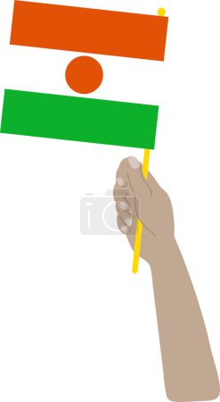 Téléchargez les illustrations : Main tenant un drapeau de l'Inde. illustration vectorielle - en licence libre de droit