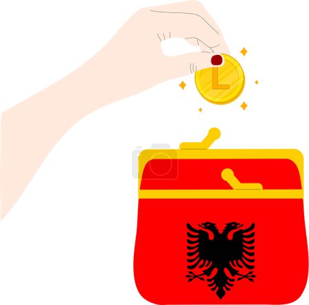 Illustration for Albania Flag hand drawn,Albanian Lek hand drawn - Royalty Free Image