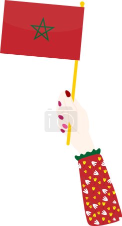 Illustration for Flag of morocco with hand. vector illustration - Royalty Free Image