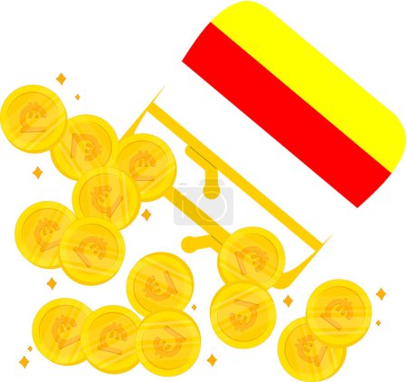 Illustration for Gold and coin with flag of china - Royalty Free Image