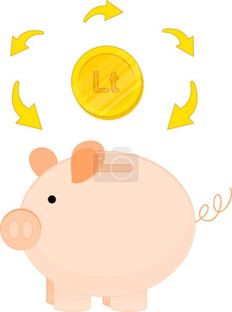 Illustration for Piggy bank with coins and dollar symbol - Royalty Free Image