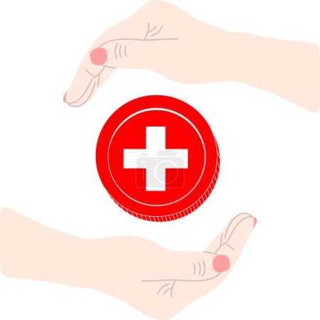 Téléchargez les illustrations : Illustration vectorielle d'une main tenant une croix médicale - en licence libre de droit