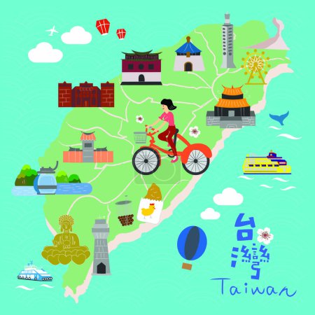 Téléchargez les illustrations : Carte de taiwan, illustration vectorielle. - en licence libre de droit
