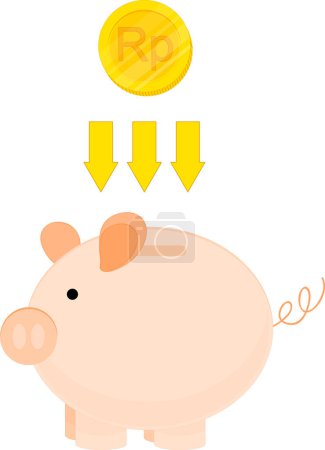 Illustration for Piggy bank and coins - Royalty Free Image