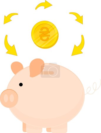 Ilustración de Alcancía con monedas y símbolo del euro. vector - Imagen libre de derechos
