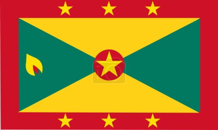 Ilustración de Bandera de Granada dibujada a mano, dólar del Caribe Oriental dibujado a mano - Imagen libre de derechos