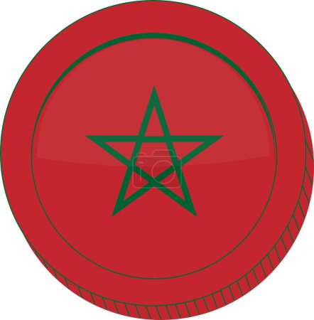 Téléchargez les illustrations : Icône ronde avec drapeau du Maroc - en licence libre de droit
