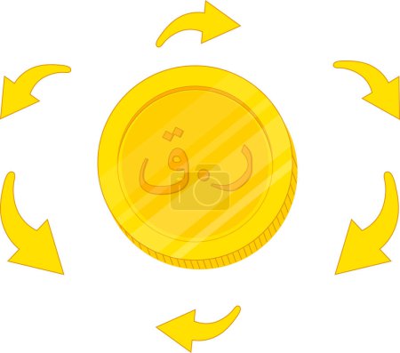 Ilustración de Icono del vector, símbolo de la luna con un signo. - Imagen libre de derechos