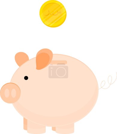 Illustration for Piggy bank with golden coin - Royalty Free Image