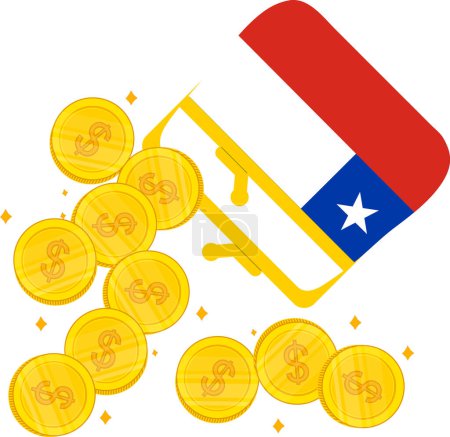 Ilustración de Chile Bandera dibujada a mano, Peso chileno dibujado a mano - Imagen libre de derechos