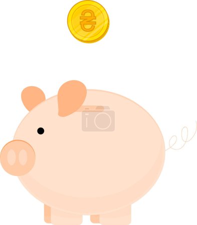 Illustration for Piggy bank and coins vector - Royalty Free Image
