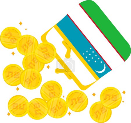 Illustration for Vector design of gold and national flag symbol in set of turkmenistan and turkmenistan flag - Royalty Free Image