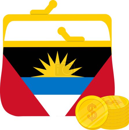 Ilustración de Antigua y Barbuda dibujado a mano, dólar del Caribe Oriental dibujado a mano - Imagen libre de derechos