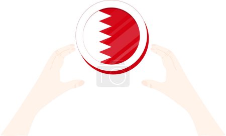 Illustration for Rugby ball with a flag of the country of bahrain. vector illustration - Royalty Free Image