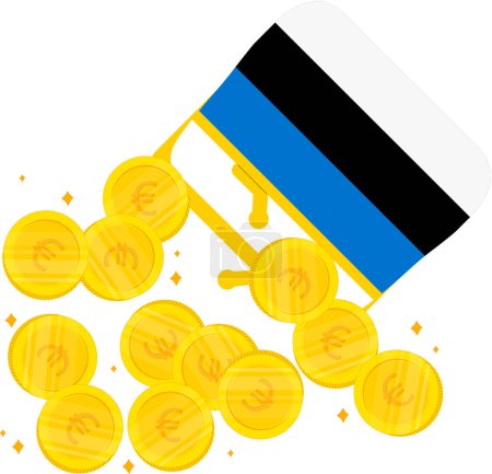 Ilustración de Estonia Bandera dibujada a mano, EUR dibujada a mano - Imagen libre de derechos