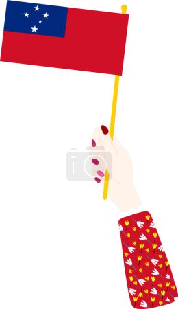 Illustration for Hand holding flag of samoa - Royalty Free Image