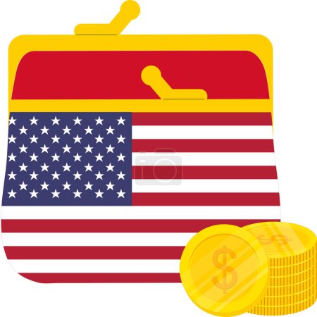 Illustration for American Flag hand drawn,United States dollar hand drawn - Royalty Free Image