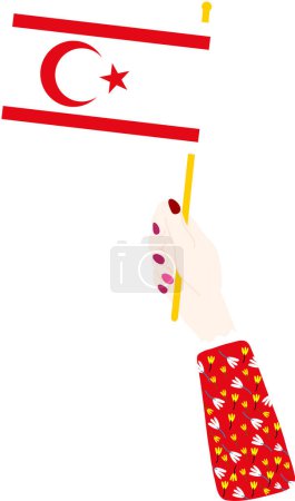 Illustration for Turkish flag in hand. national flag of turkey, turkish country. - Royalty Free Image