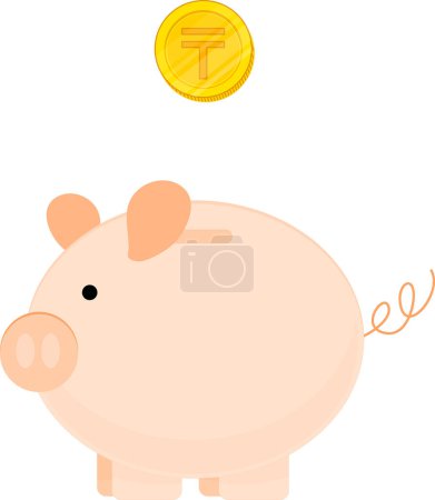 Illustration for Vector piggy bank with coins. - Royalty Free Image