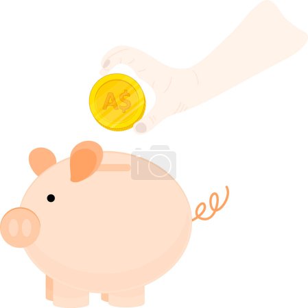 Ilustración de Cerdito y moneda con moneda. ilustración vectorial - Imagen libre de derechos