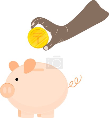 Illustration for Piggy bank with coin. - Royalty Free Image