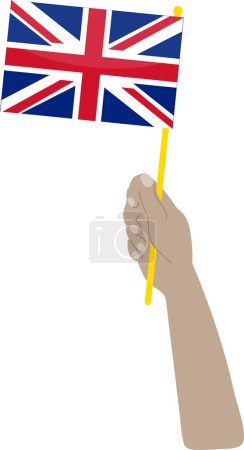 Téléchargez les illustrations : Main tenant un drapeau national de Grande Bretagne. - en licence libre de droit