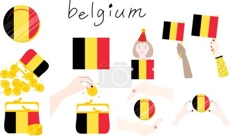 Ilustración de Bandera de Bélgica con varios objetos - Imagen libre de derechos