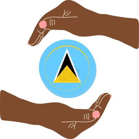 Ilustración de Bandera de Santa Lucía dibujada a mano, dólar del Caribe Oriental dibujado a mano - Imagen libre de derechos