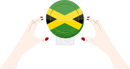 Ilustración de Bandera de jamaica en huevo de Pascua. pintado con la mano. - Imagen libre de derechos
