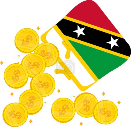 Illustration for Saint Kitts and Nevis Flag hand drawn,East Caribbean dollar hand drawn - Royalty Free Image