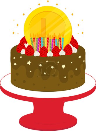 Ilustración de Tarjeta de cumpleaños con pastel, ilustración vectorial - Imagen libre de derechos
