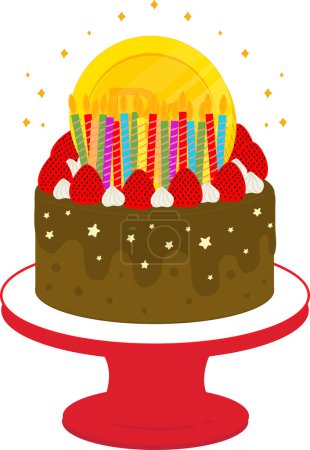 Téléchargez les illustrations : Gâteau d'anniversaire avec des bougies - en licence libre de droit