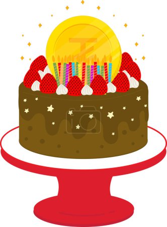 Téléchargez les illustrations : Carte d'anniversaire avec un gâteau - en licence libre de droit