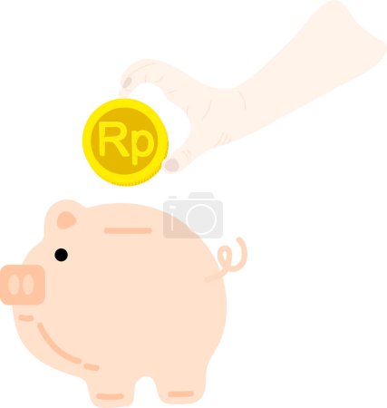 Illustration for Coin with piggy bank and coin icon, vector illustration - Royalty Free Image
