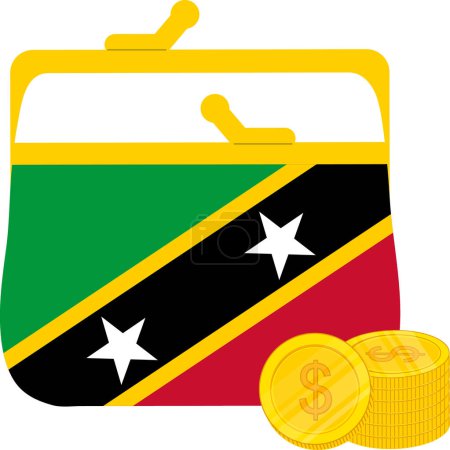 Téléchargez les illustrations : Drapeau Saint-Kitts-et-Nevis dessiné à la main, Dollar des Caraïbes orientales dessiné à la main - en licence libre de droit