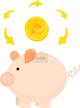 Ilustración de Alcancía con monedas y monedas icono - Imagen libre de derechos