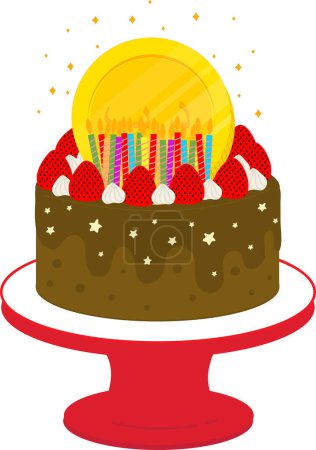 Illustration for Vector illustration of cake with candles - Royalty Free Image