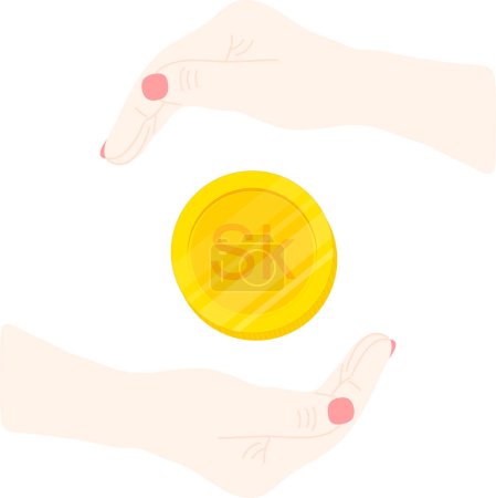 Ilustración de Ilustración vectorial de una mano con una moneda - Imagen libre de derechos