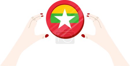 Ilustración de Myanmar Bandera dibujada a mano, myanma kyat dibujada a mano - Imagen libre de derechos