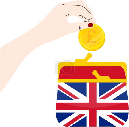Illustration for British Flag hand drawn,Pound sterling hand drawn - Royalty Free Image