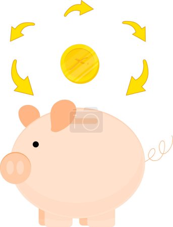 Illustration for Piggy bank with golden coins. flat design. vector illustration - Royalty Free Image